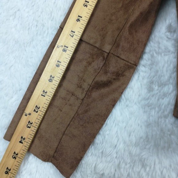 A.N.A Womens Blazer Jacket Moto Faux Leather Brown Mottled Zip Asymmetrical‎ XL - Picture 4 of 12